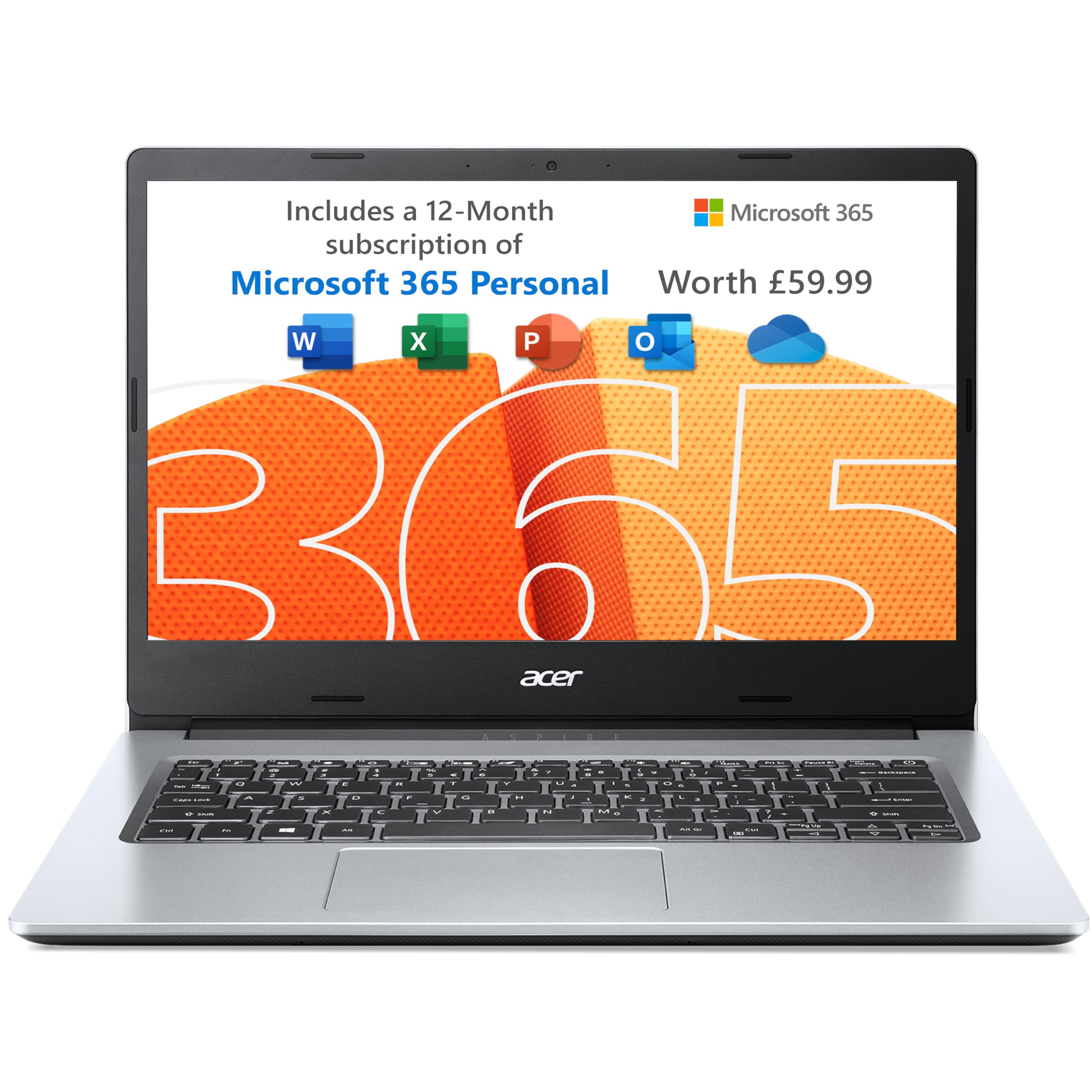 Acer Aspire 1 A114-33 Laptop - Intel Celeron N4500, 4GB, 64GB eMMC, Integrated Graphics, 14
