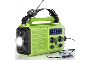 Emergency Weather Radio, Hand Crank Solar Powered 5000mAh/18500mWh AM/FM/SW Radio, NOAA Certified, Phone Charger, Flashlight/