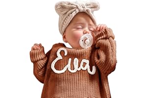 GELLEDI Personalized Baby Knit Sweater, Custom Baby Sweater with Hand Embroidered Name, Customized Unique Gift for Toddler