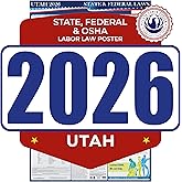 2026 Utah State and Federal Labor Law Poster - OSHA Workplace Compliant - Mandatory Regulations Posting for Employees - All-in-One Required Compliance Posting 17" x 40" - Laminated (English)