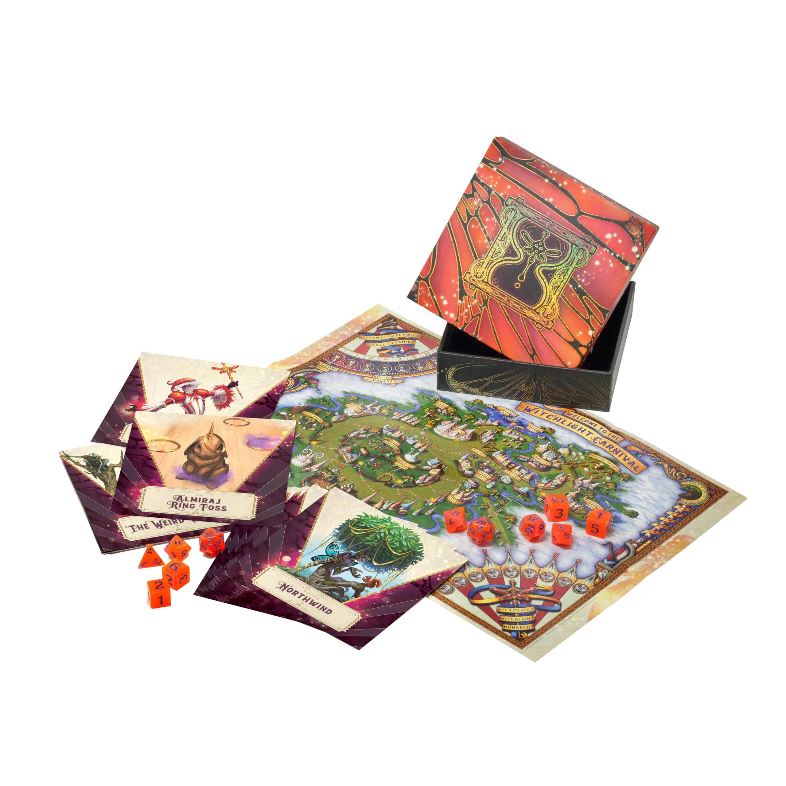 Dungeons & Dragons Carnival Dice D&D Wild Beyond the Witchlight: A Feywild Adventure Accessory Kit, White