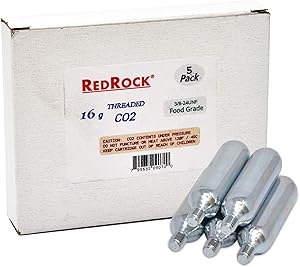 5 Pack of 16 Gram Threaded CO2 Cartridges for All CO2 Bicycle Tire Inflators with Threaded Connection Quick Air Refill for Bike Tire Repairs