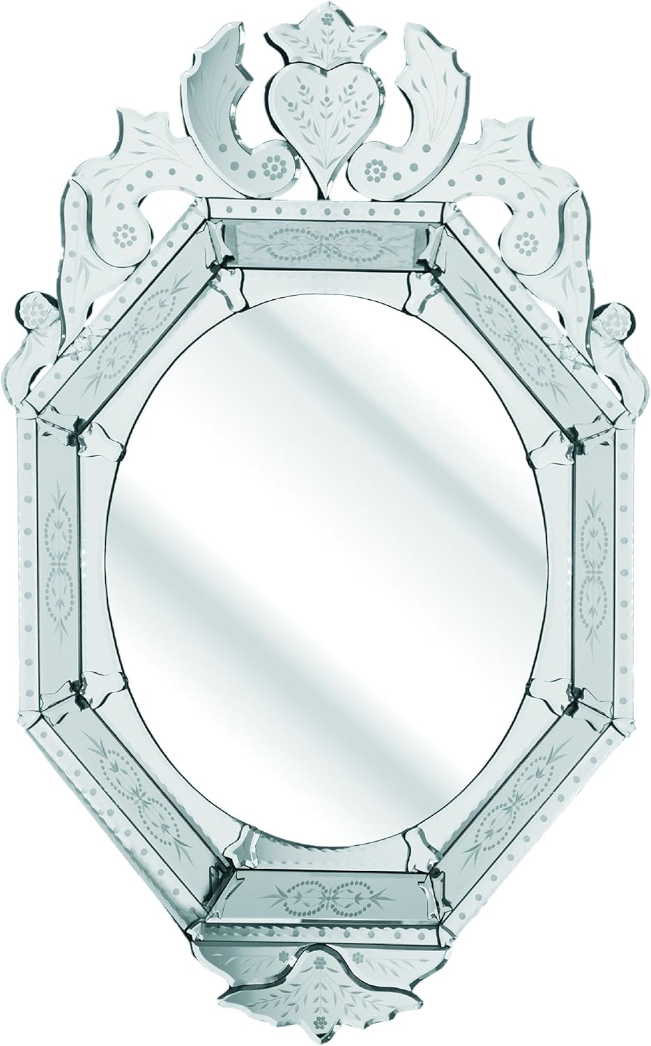 D J Simons 112 X 73 Cm Octagonal Crested Floral Embossed Venetian Mirror Black Amazon Co Uk Kitchen Home