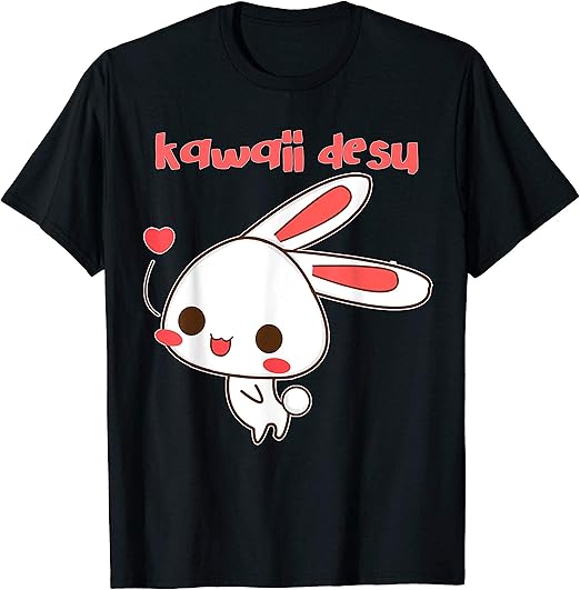 Amazon.com: Kawaii Desu Cute Japanese Anime Rabbit Girl Face TShirt
