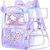 AGSDON Clear Backpack, Heavy Duty Transparent Bookbag, See Through PVC Backpacks for Women Men