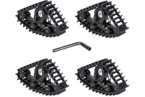 AMK TRX4M Track Snow Tires, 4Pcs TRX4M Track Wheels Snow Tires with L-Shaped Wrench Installation Tool for 1/18 RC Crawler Car TRX4M Upgrade Accessories (Black)