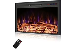 Rodalflame 36" Width Electric Fireplace Inserts with Adjustable Flame Colors, Fireplace Heater with Touch Screen & Remote Control, Recessed in Wall, 750/1500W, Timer