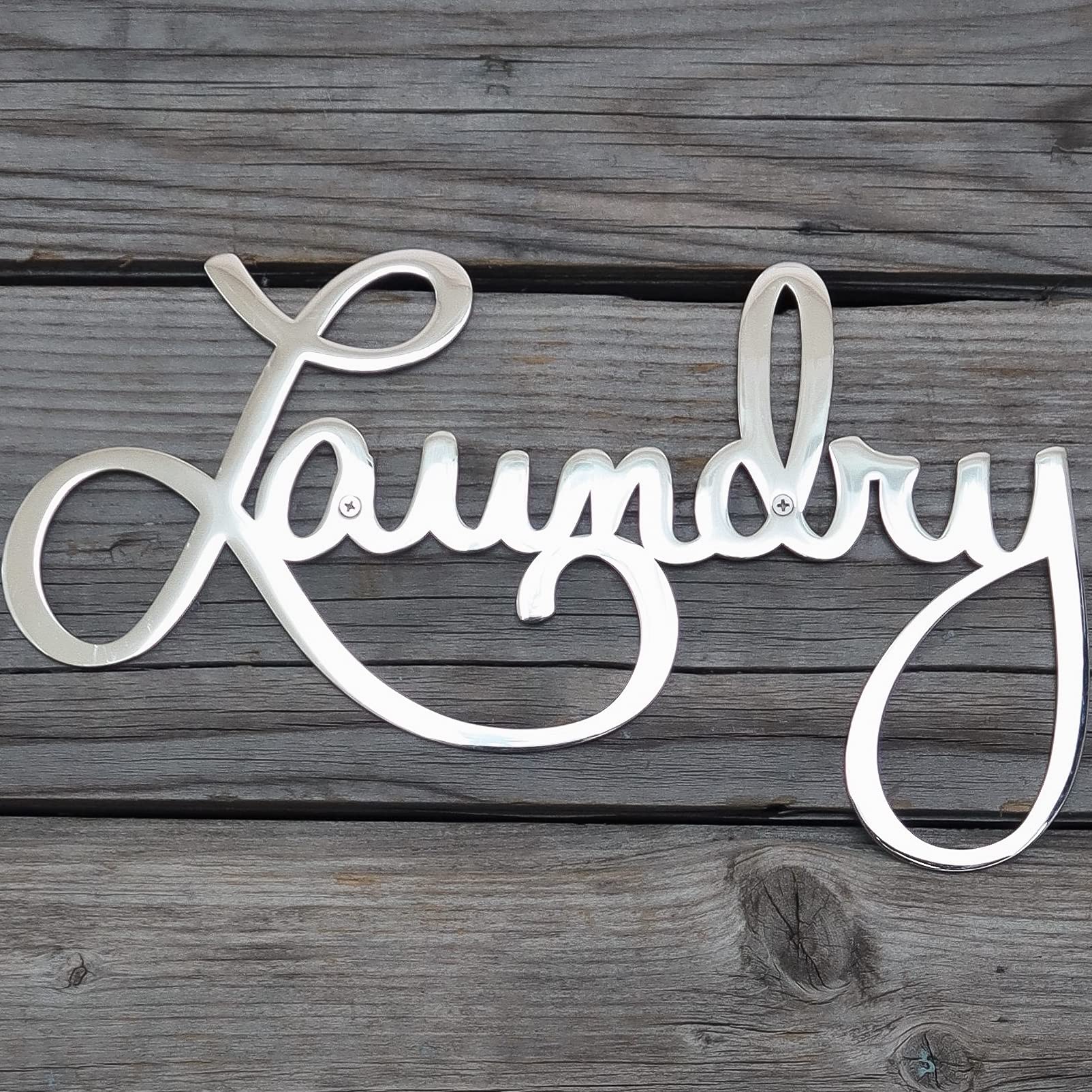 Way Of Hearts - Metal Laundry Sign for Wall Decor - Hand Polished Stainless Steel - Silver 11" X 6.3" with Installation Kit. 100% Rustproof, no need for painting - Metal Wall Decor