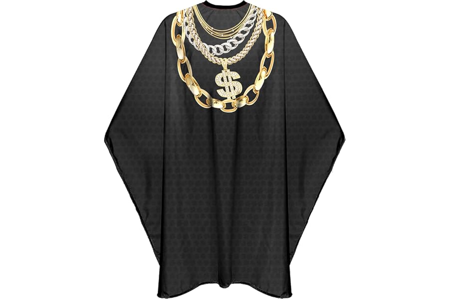 Pelocapa Barber Cape for Men Hair Cutting Salon Cape with Snap Closures Waterproof Professional Large Barber Hairdresser Cape- 63”× 56” (Dollar Chain)