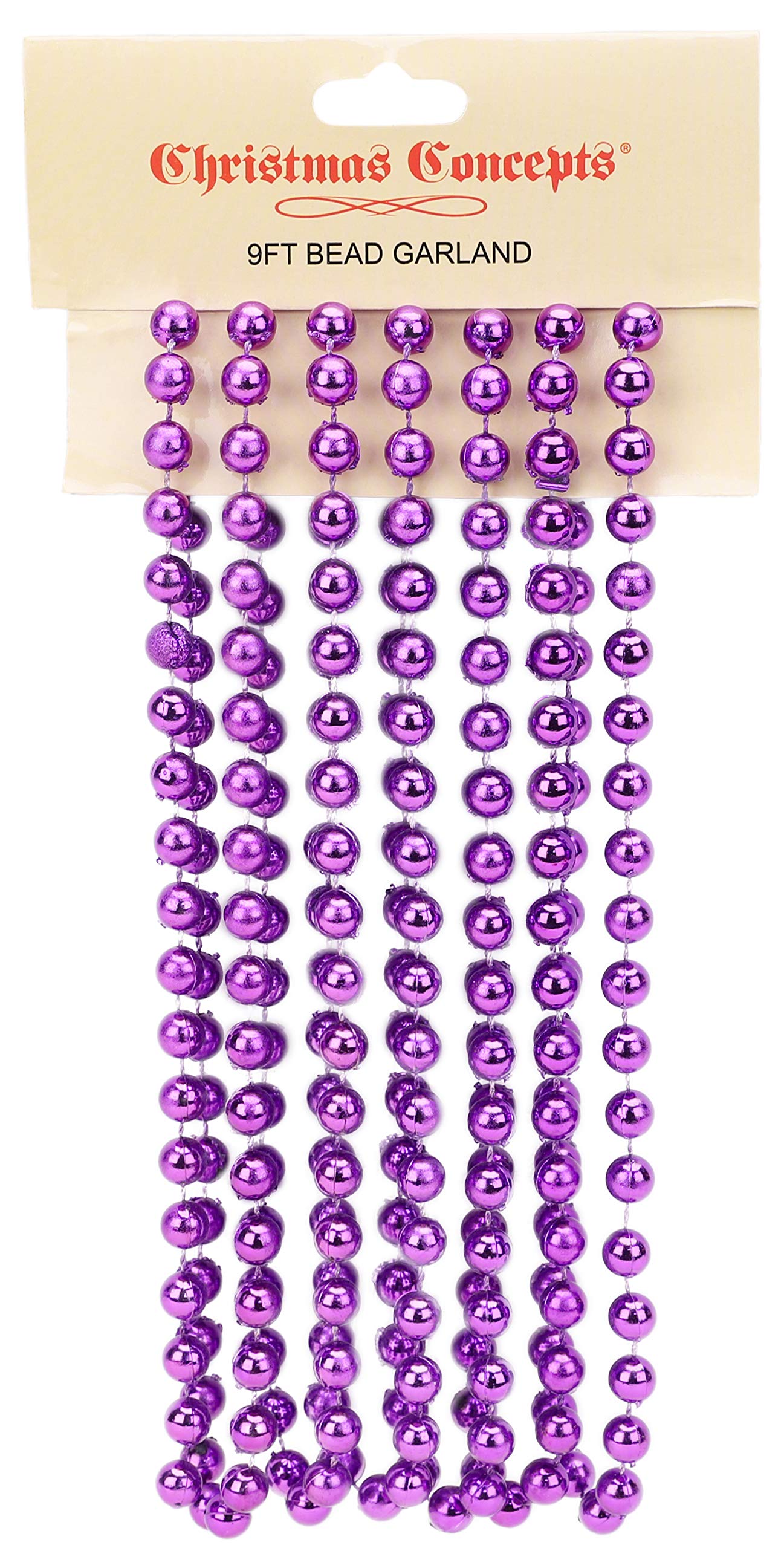 Christmas Concepts® 9ft Christmas Bead Chain - Christmas Bead Garlands - Decorations (Purple)