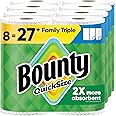 Bounty Quick-Size Paper Towels, White, 8 Family Triple Rolls = 27 Regular Rolls
