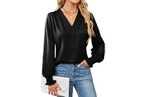 BMJL Women's Blouses Dressy Casual Satin Silk Long Sleeve Shirts Business Casual Tops