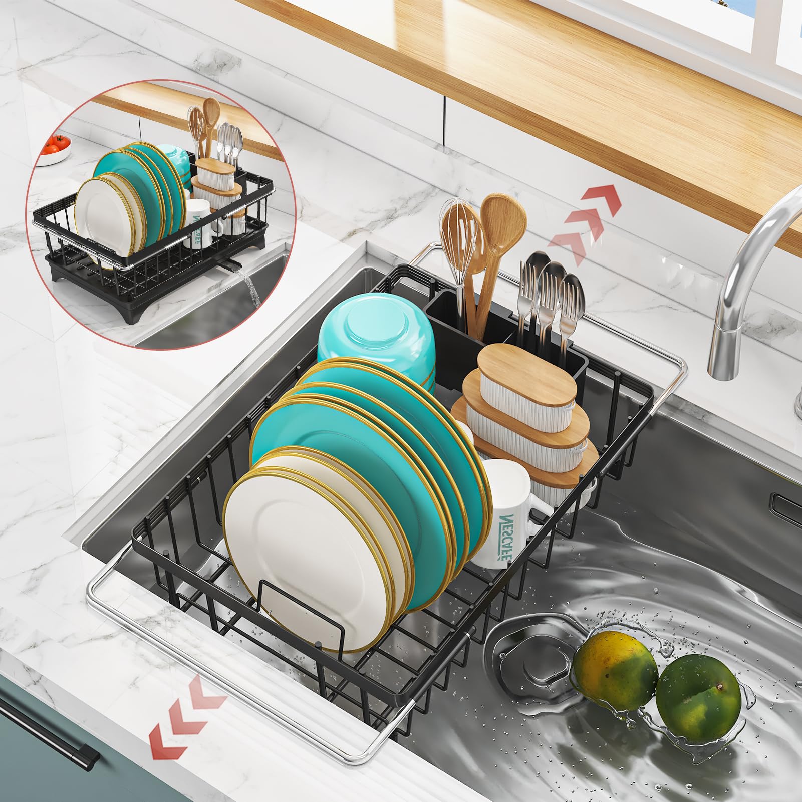 Famhap Dish Drying Rack - Extendable Handles(14.6