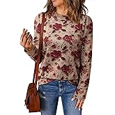 Bebonnie Women Long Sleeve Mock Neck Thick Warm Sweater Shirts Floral Stretchy Thermal Winter Blouses