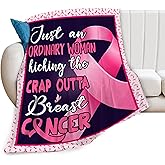Breast Cancer Blanket Breast Cancer Awareness Throw Blanket Fleece Flannel Bedding BC Survivor Healing Gifts for Women Girls Adults Stuff Plush for Couch Sofa Bed Room Pink Ribbon Decor 40"X50"