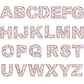 26PCS Pink Flower Letter Iron on Patches, A-Z Alphabet Embroidered Applique, Floral Iron on Sew on Decorative Emblem, Embroidery Patch for Backpacks Clothes Jeans Jacket Hats Bags DIY Art Decoration