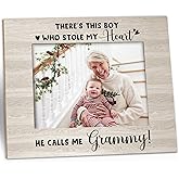 Kneaotoaji New Grammy Picture Frame - First Time Grandma Gifts, New Grammy and Grandson Photo Frame, There's This Boy Who Stole My Heart and He Calls Me Grammy Wooden Picture Frames for 5x7 Photo
