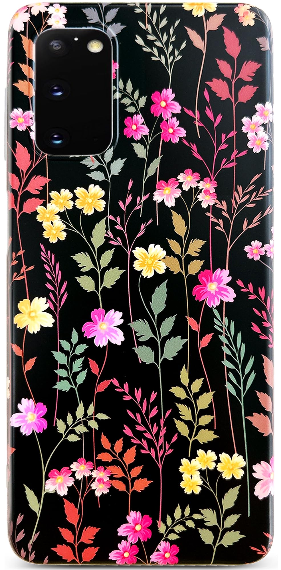 Photo 1 of Qokey Flower Case for Galaxy S20(NOT S20+/S20FE/S20Ultra) 5G 6.2" - Rose Rattan Design for Girls Women, Matte Pattern Soft Shockproof, TPU Anti-Scratch Phone Case, Black Mixed Floral