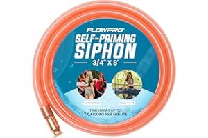 FLOWPRO Self-Priming Shaker Gas, Fuel, Oil, Water Siphon 3/4” x 8' | Wake Boat, Pontoon, PWC, Jet Ski, Hot Tub, Cold Plunge, Trough, Livestock, Multi-Purpose | Industrial Grade Tubing Hose | 7 Gallons/Minute