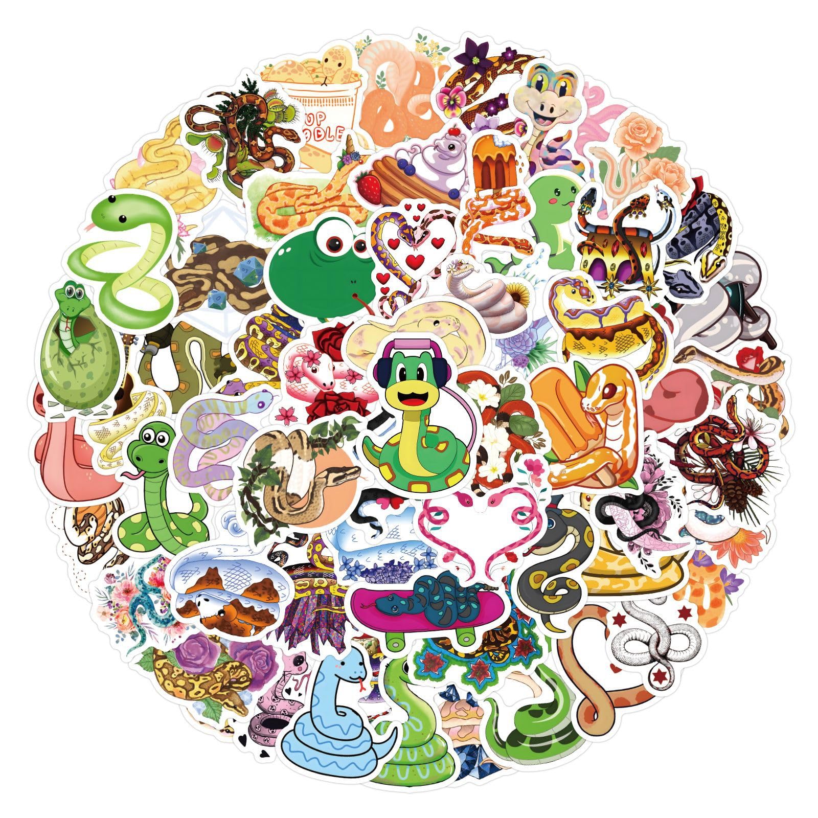 Snake Stickers for Laptop (120 PCS),Gift for Children Teens Adults Girl Boys,Waterproof Stickers for Water Bottle,Snake Vinyl Stickers for Scrapbook,Skateboard,Bike,Phone,Dairy