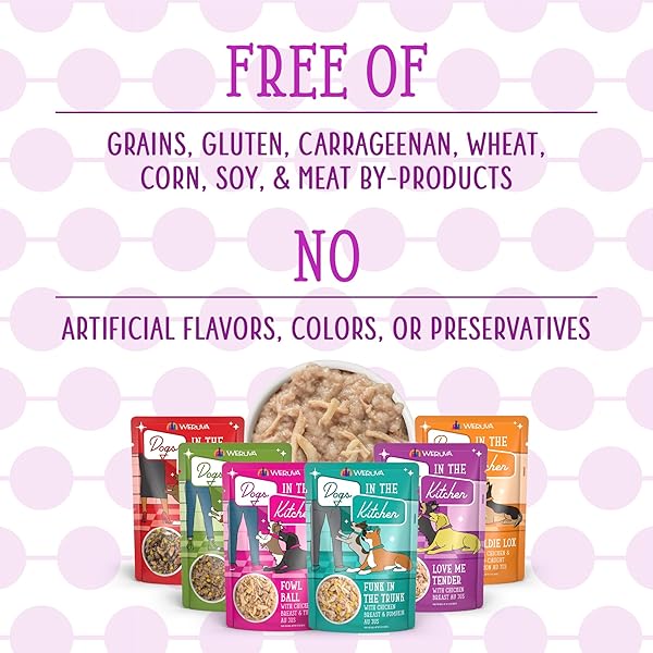 WERUVA DOGS IN THE KITCHEN, VARIETY PACK, POOCH POUCH PARTY!, WET DOG FOOD, 2.8OZ POUCHES (PACK OF 12)