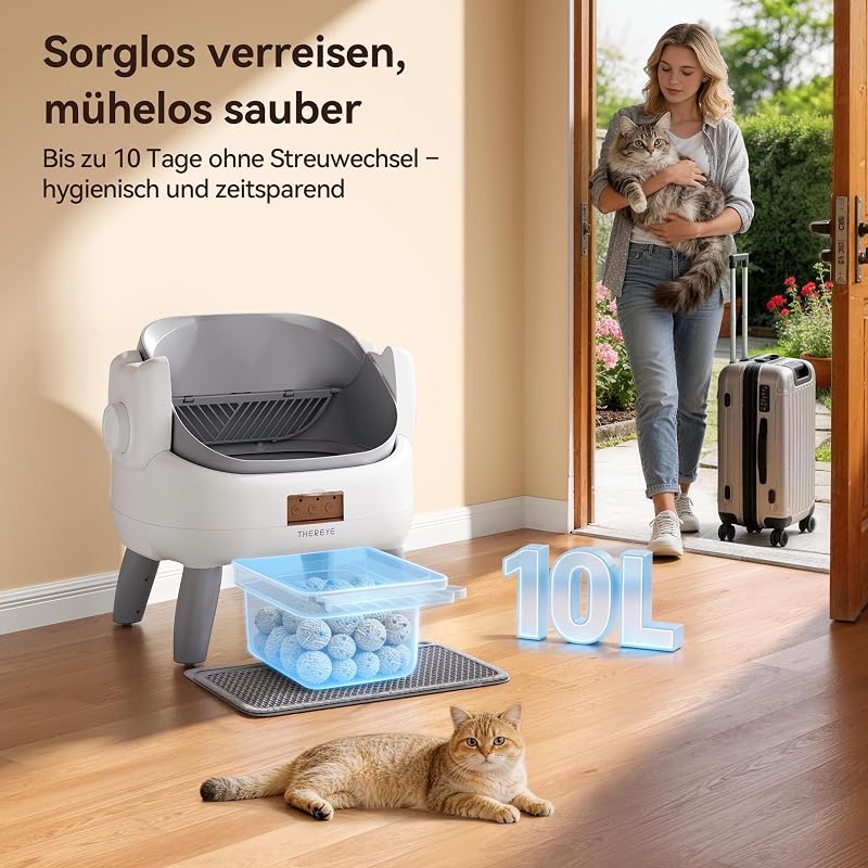 Selbstreinigende Katzentoilette Offenes mit Einstiegstufe