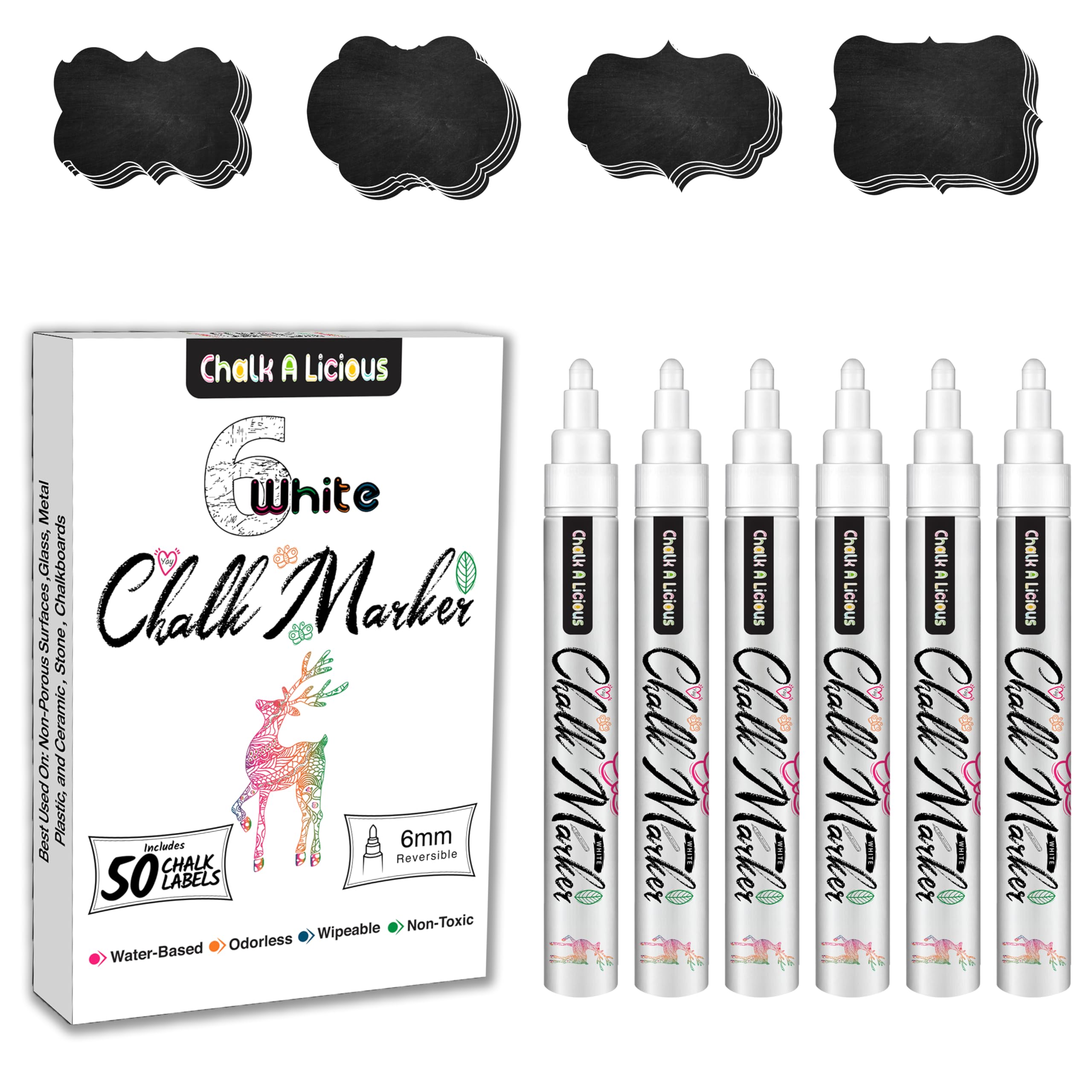 Chalk Markers Pack Of 6 6mm