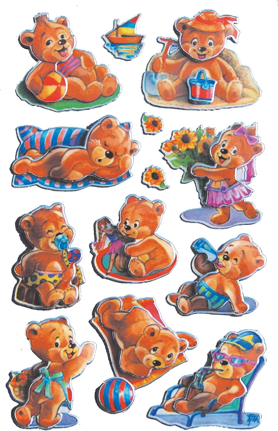 AVERY Zweckform Kinder Sticker Sportwagen – 3D Effekt, 10 Aufkleber, Für Basteln & Dekoration