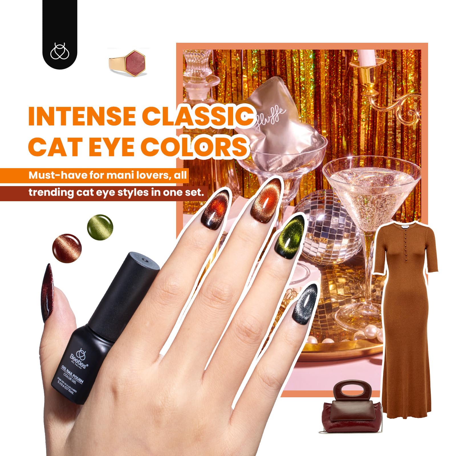 Beetles 20 Colors Cat Eye Gel Nail Polish Set with Base Gel and Matte Glossy Top Coat, Nude Pink Green Blue Nail Polish Lush Velvet with Magnet Soak Off LED Manicure Salon DIY Art Gifts for Women - Image 4