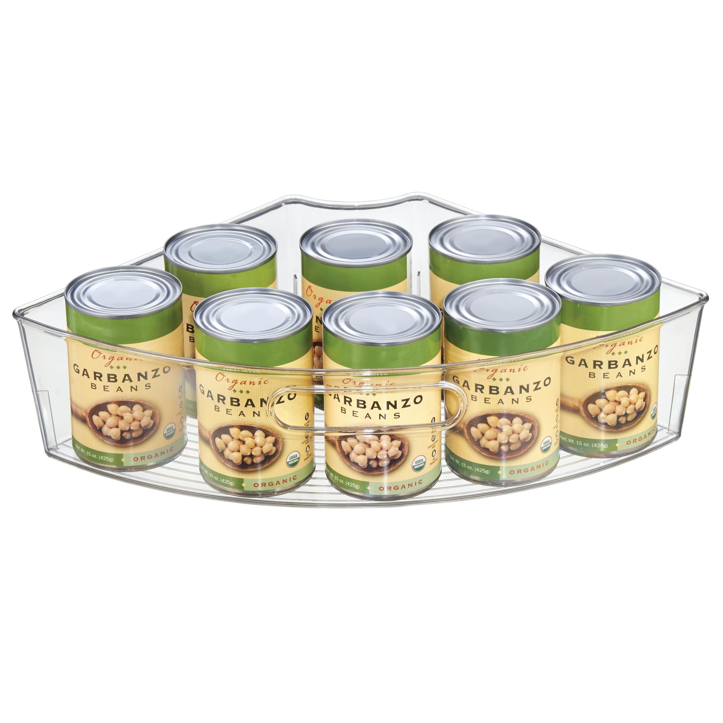 Photo 1 of iDesign Clear Plastic 1/4 Wedge Bin for Corner Lazy Susan Cabinet, Kitchen Cabinet Organizer