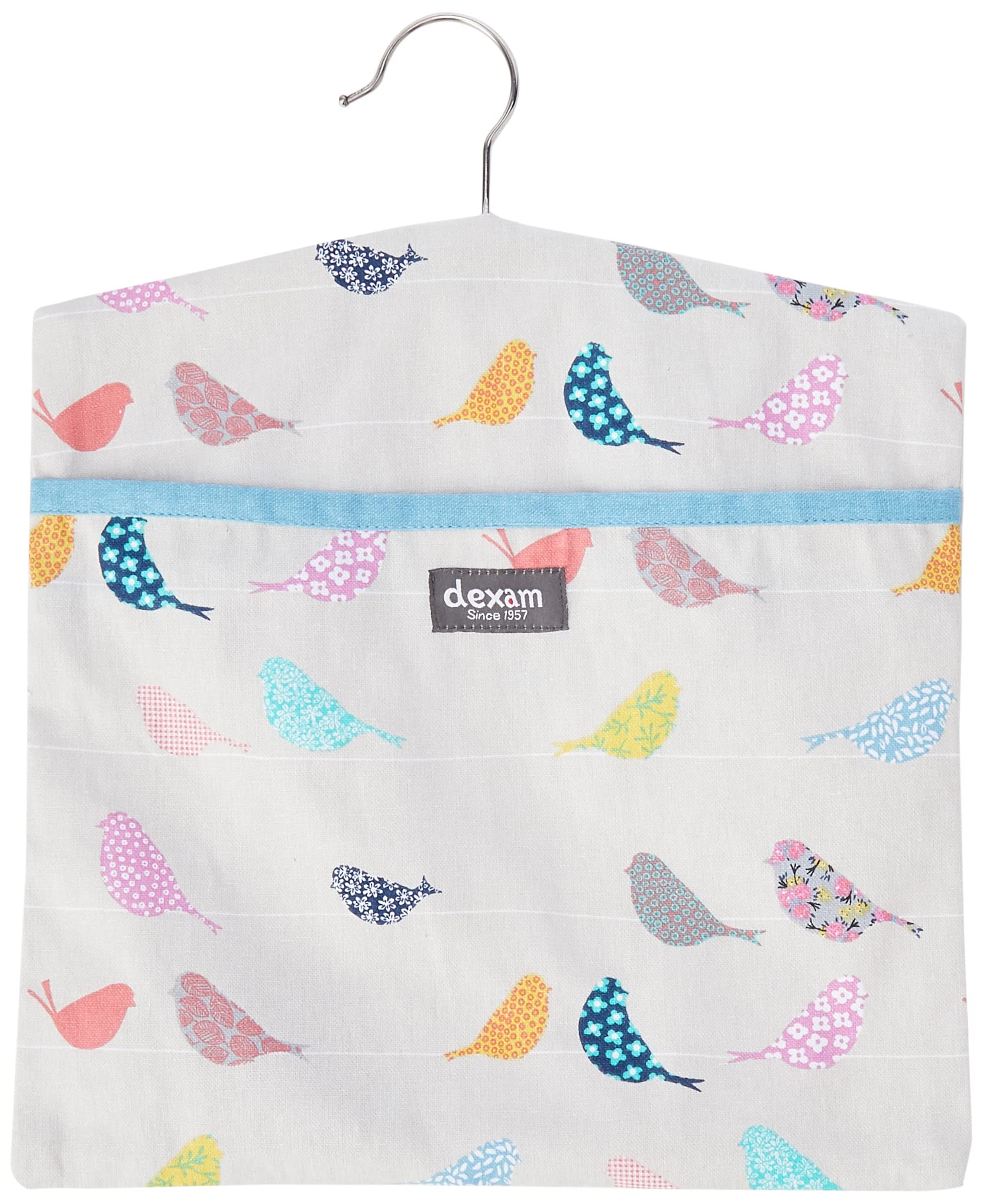 Dexam 16150263 Little Birds Peg Bag, Cotton, Stone, 1 x 30 x 33.5 cm