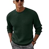 Askdeer Men's Pullover Sweater Waffle Textured Long Sleeve Knit Crewneck Casual Sweater