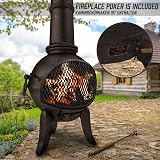 Jago Outdoor Chiminea 108cm Cast Iron Patio Heater with Hinged Mesh Door view 8