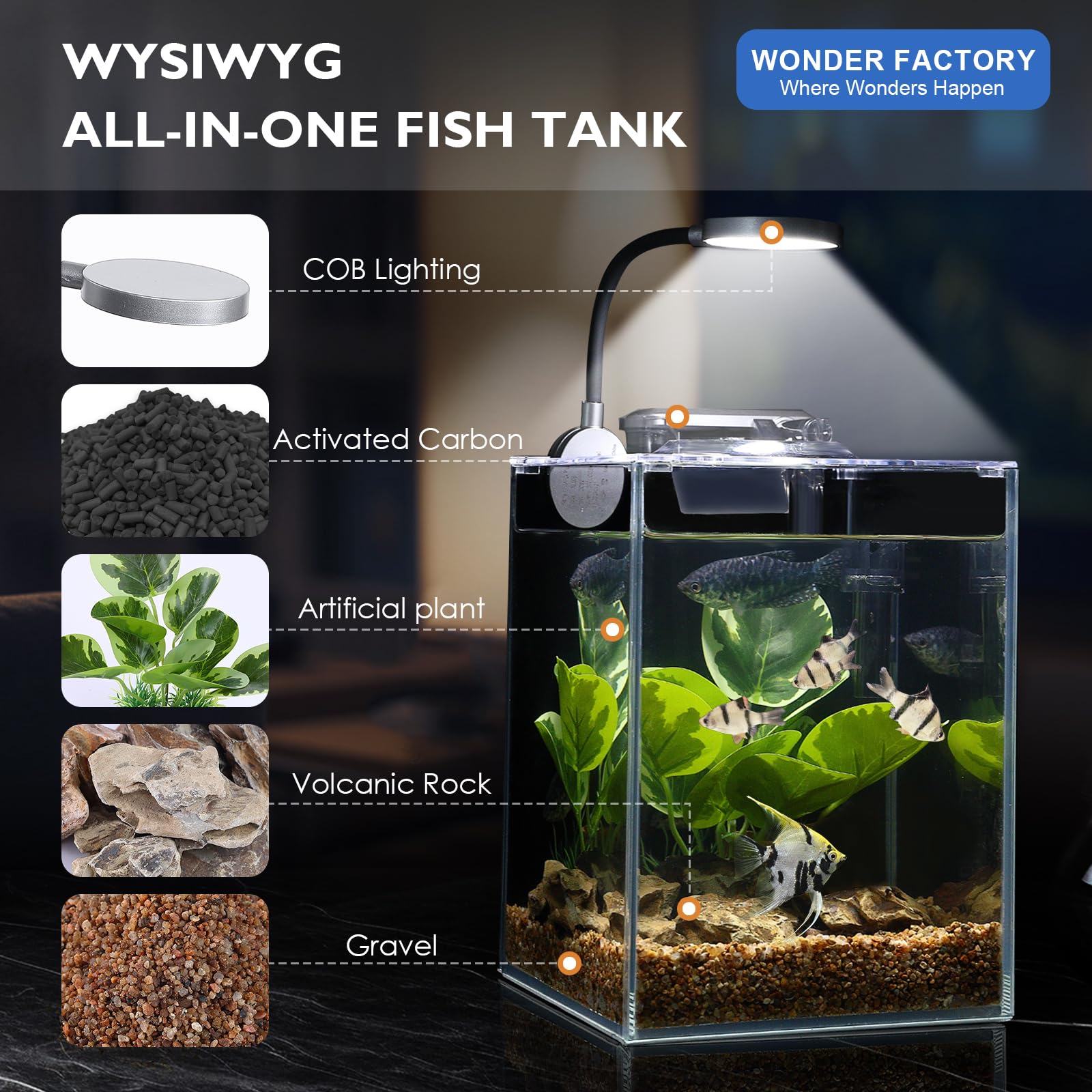 Mua Wonderfactory 1 5 Gallon Aquarium Fish Tank With Hob Filter