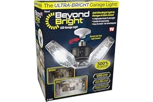 Ontel Beyond Bright LED Ultra-Bright Garage Light - 3 Adjustable Panels, Energy Efficient, Easy to Install, Durable and Long-Lasting Light for Garages, Warehouses and More