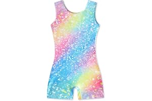 Kinberr Gymnastics Leotard for Girls Quick Dry One-Piece Bodysuits Outfits Unitard with Shorts 3-10 Years