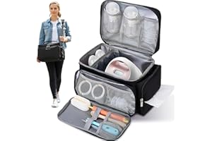 DROPEREUM Insulated Pump Bag for Spectra S1 S2, Wearable Breast Pump Bags with Milk Pack, Pumping Bag with Waterproof Mat for Pump Accessories, Bottle Bags for Travel and Family, Black