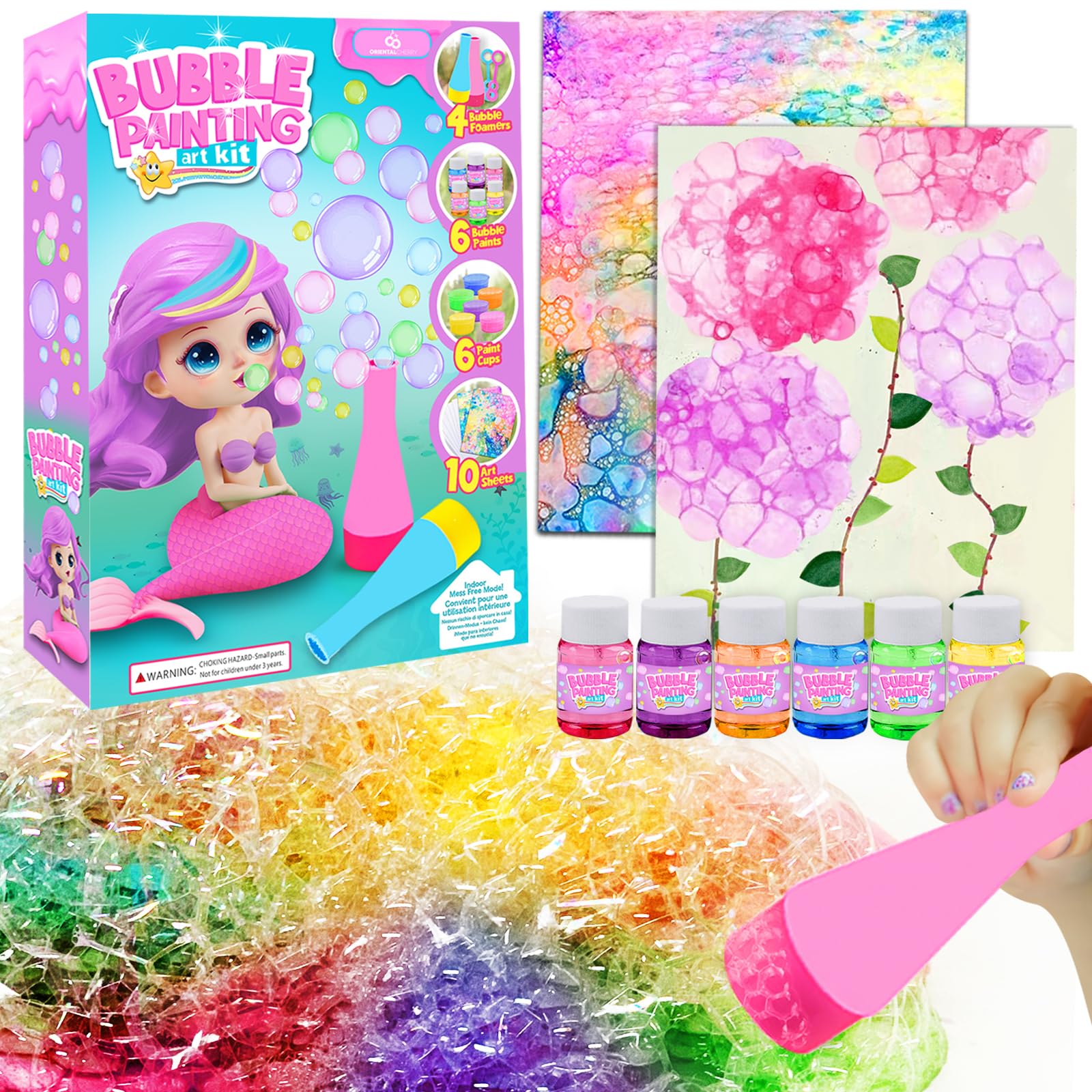 Crafts for Kids Ages 4-8 - Bubble Painting Kit - DIY Arts & Crafts Supplies Christmas Crafts Stocking Stuffers Birthday Thanksgiving Gifts for Girls Boys 3-5 6-8 8-12 Toddler Kids Activities Toys