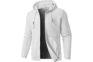 Zaitun Men's Full Zip Up Hooded Cardigan Sweater with Pockets