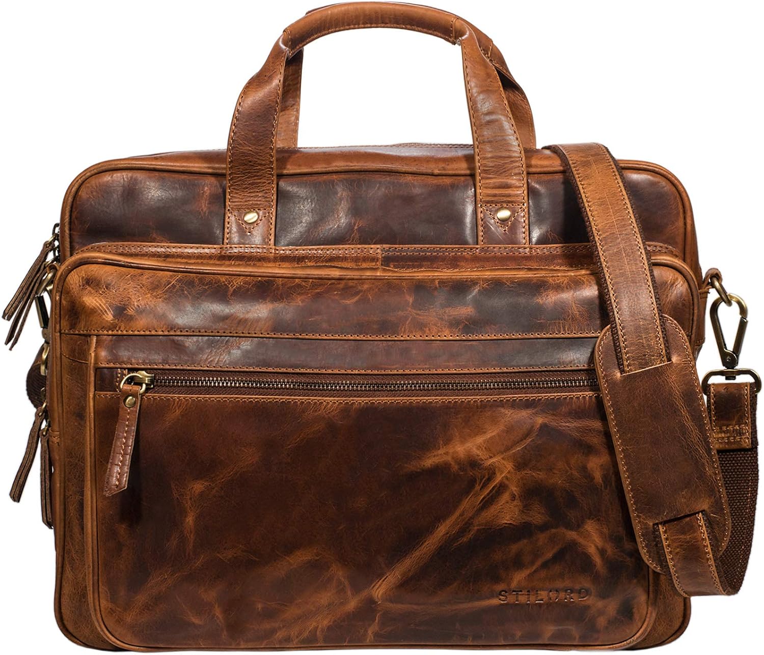 STILORD 'Ernesto' Portfolio Folder A4 Leather Slim Briefcase Vintage