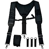 Infithvac Padded Tool Belt Suspenders 3 Hook Swivel Suspenders for Tool Belt Heavy Duty Work Suspenders