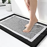 OLANLY Bathroom Rugs 24x16, Extra Soft and Absorbent Microfiber Bath Mat, Non-Slip, Machine Washable, Quick Dry Shaggy Bath Carpet, Suitable for Bathroom Floor, Tub, Shower (Small, Black)