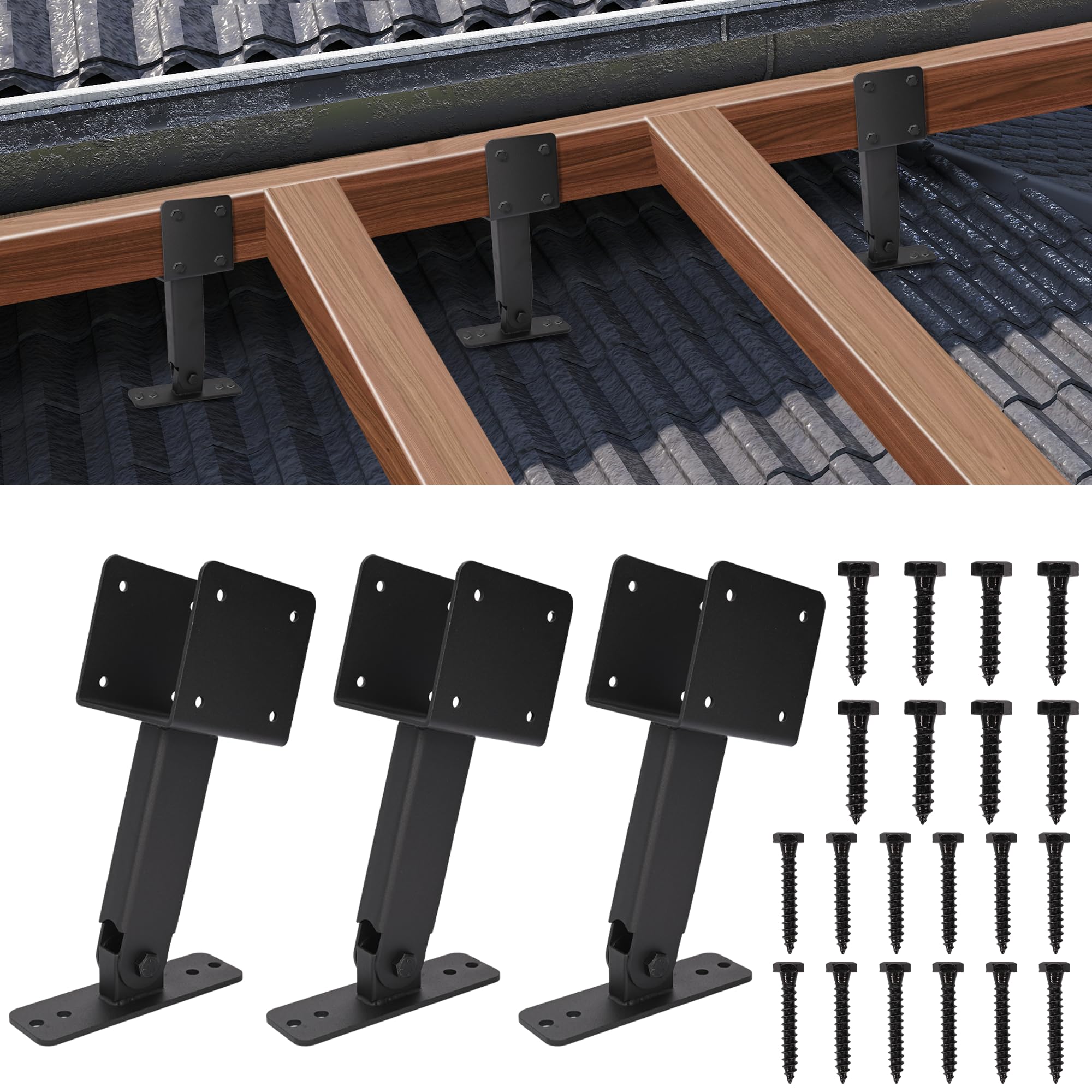 Pergula Beam Riser Nisorpa 4×4 Roof Riser Brackets Kit Heavy Duty, Adjustable Angle ...