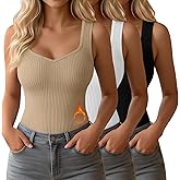 Yearntown 3 Pack Women's Thermal Tank Tops Sleeveless Cotton Underwear Top Sweetheart Neck Ribbed Undershirts Base Layer Vest