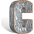 CraftyCrocodile 7" Galvanized Metal Letters for Wall Decor - 3D Letter C for Hanging & Free Standing - Decorative Rustic Alphabet Letters for the Living Room, Bedroom, Kitchen