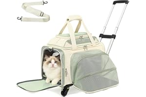 PLJVOYK Cozy Cruiser Pet Carrier with Wheels, Airline Approved, Expandable Space, Soft-Sided & Collapsible Design,Rolling Tra