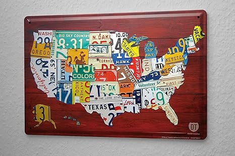Amazon Co Jp Zunyi アメリカン 看板 おしゃれ 雑貨 通販 World Tripアメリカ合衆国のナンバープレート 壁の装飾 家 パブ ビール ガレージ 庭 コーヒー x30cm ホーム キッチン