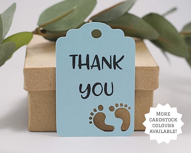 Amazon Com Baby Blue Baby Shower Favor Tags Light Blue Baby Feet