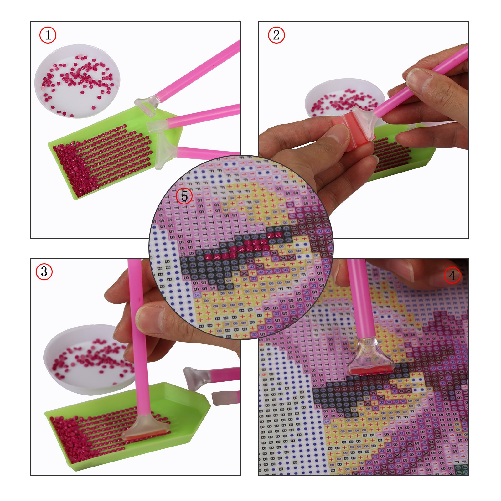 Diamond Painting Kit SEELOK 111 Pcs DIY Cross Stitch Tools Set Embroidery Sewing Accessories with Quick Point Pen,Glue,Plastic Tray,Tweezers,Bags and Storage Box for Adult or Kids