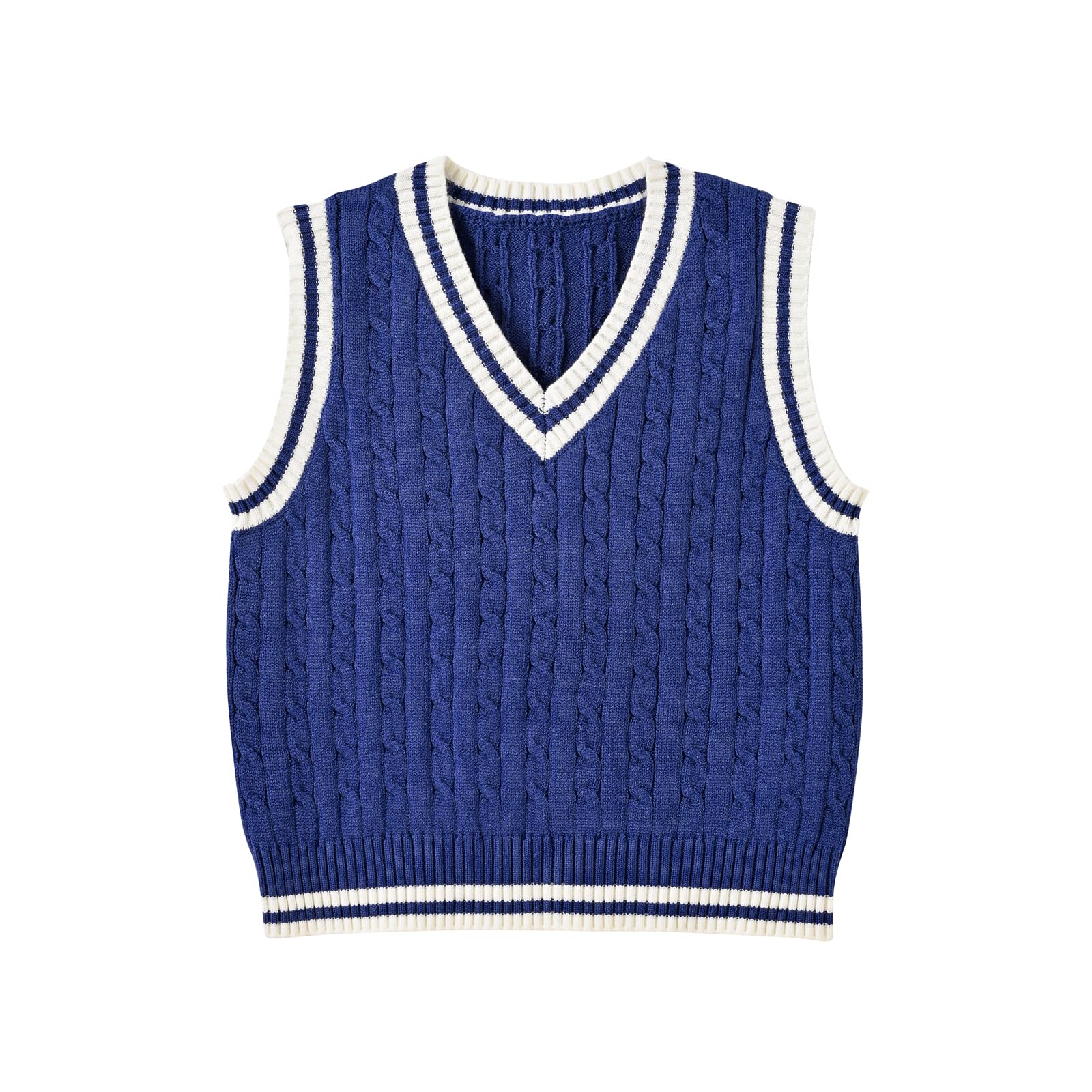 Photo 1 of **A LITTLE FRAYED**Hyipels Women's Sweater Vest,Y2K Sleeveless Pattern Preppy Style Knitted Crop Tank Top for Girl